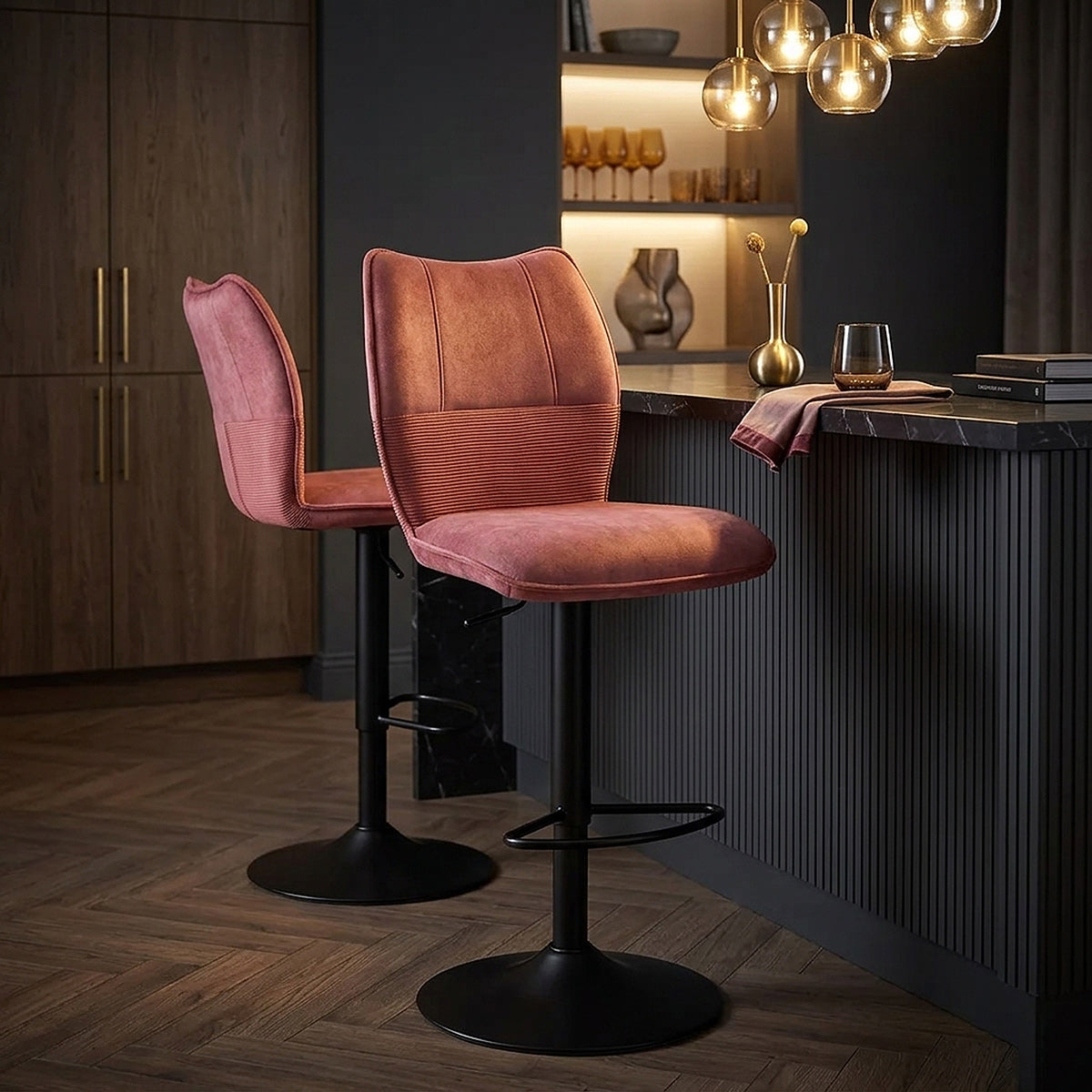Tabouret de Bar Velours - Art Rose 