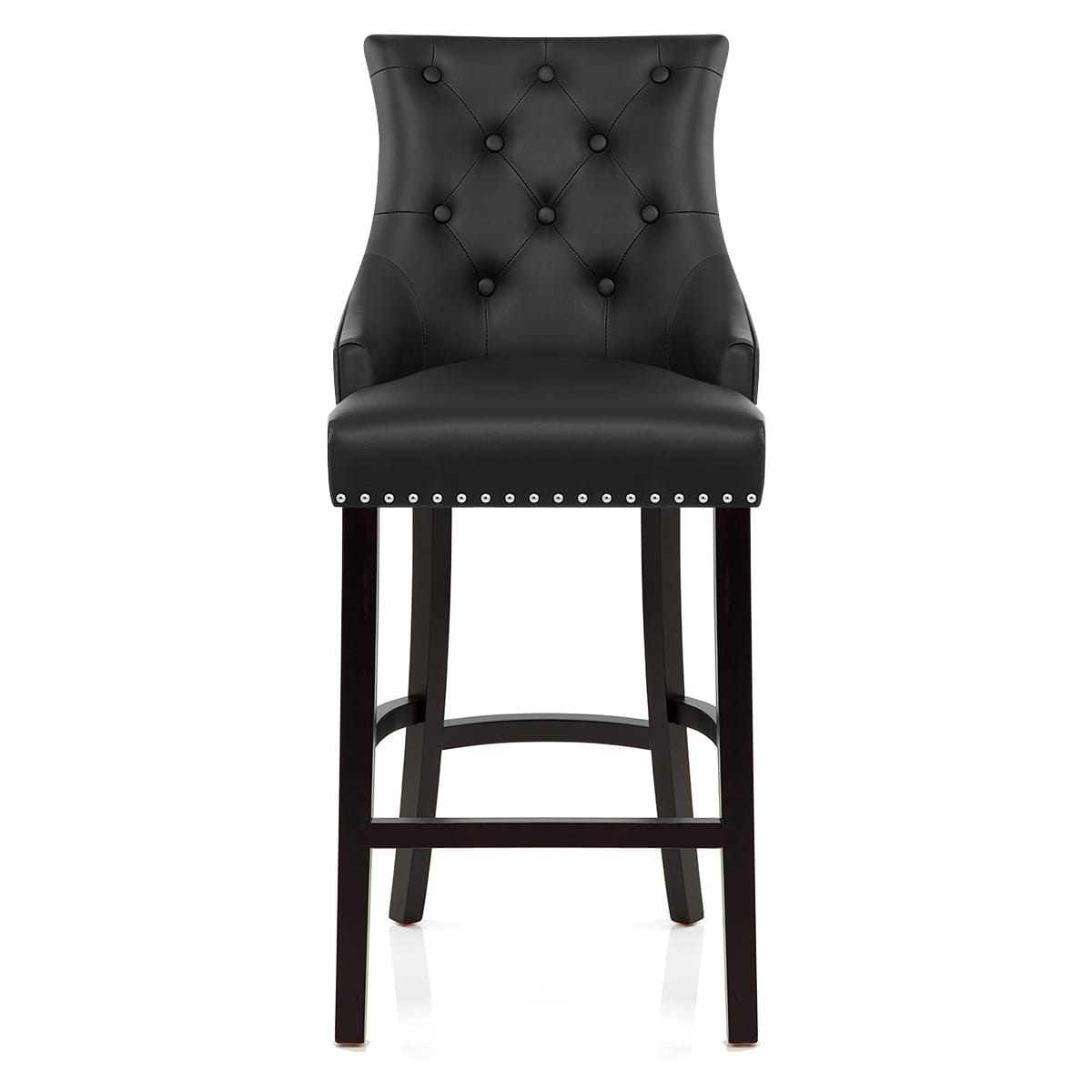 Chaise de Bar Bois Cuir Croûté - Ascot Noir 