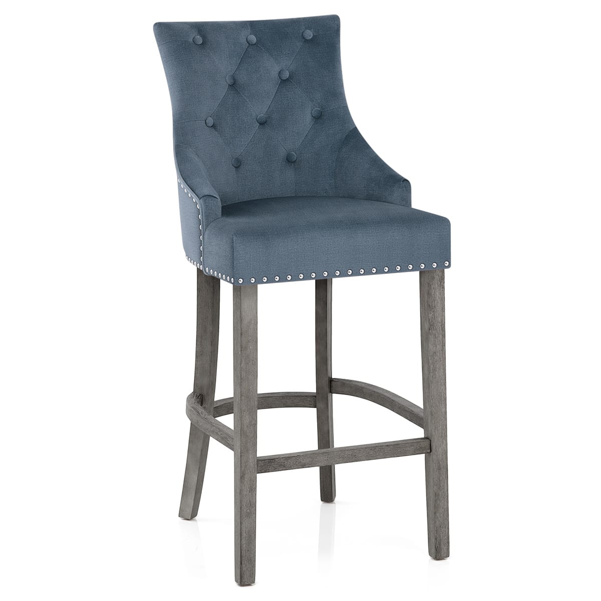 Ascot Bar Stool Blue Fabric