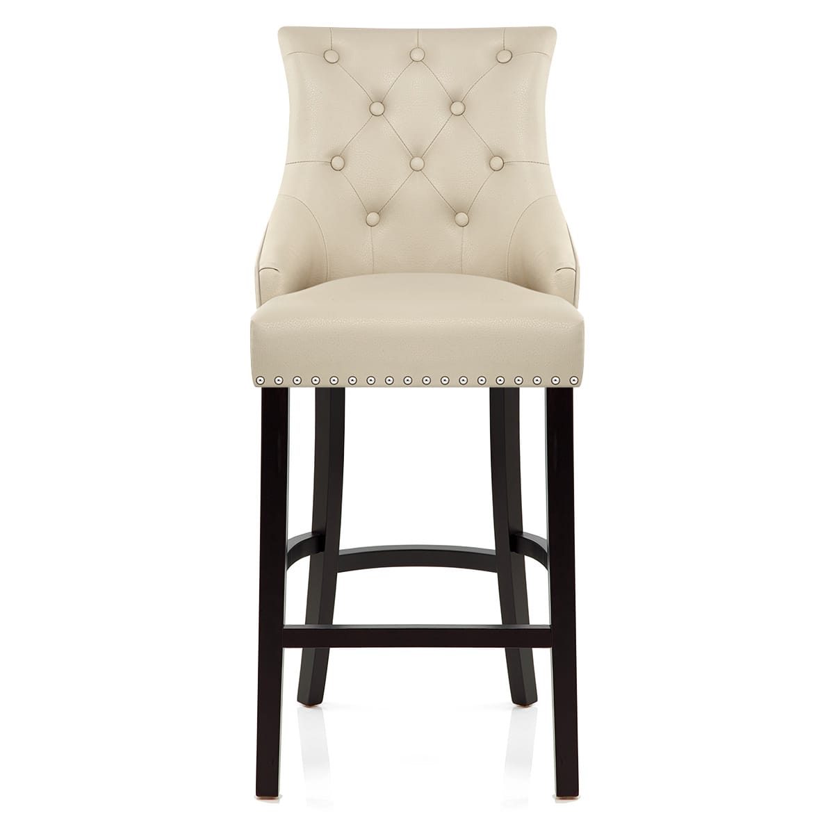 Chaise de Bar Bois Cuir Croûté - Ascot Crème 