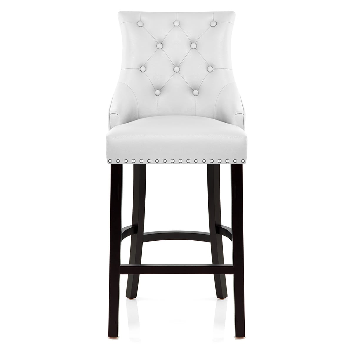 Chaise de Bar Bois Cuir Croûté - Ascot Blanc 