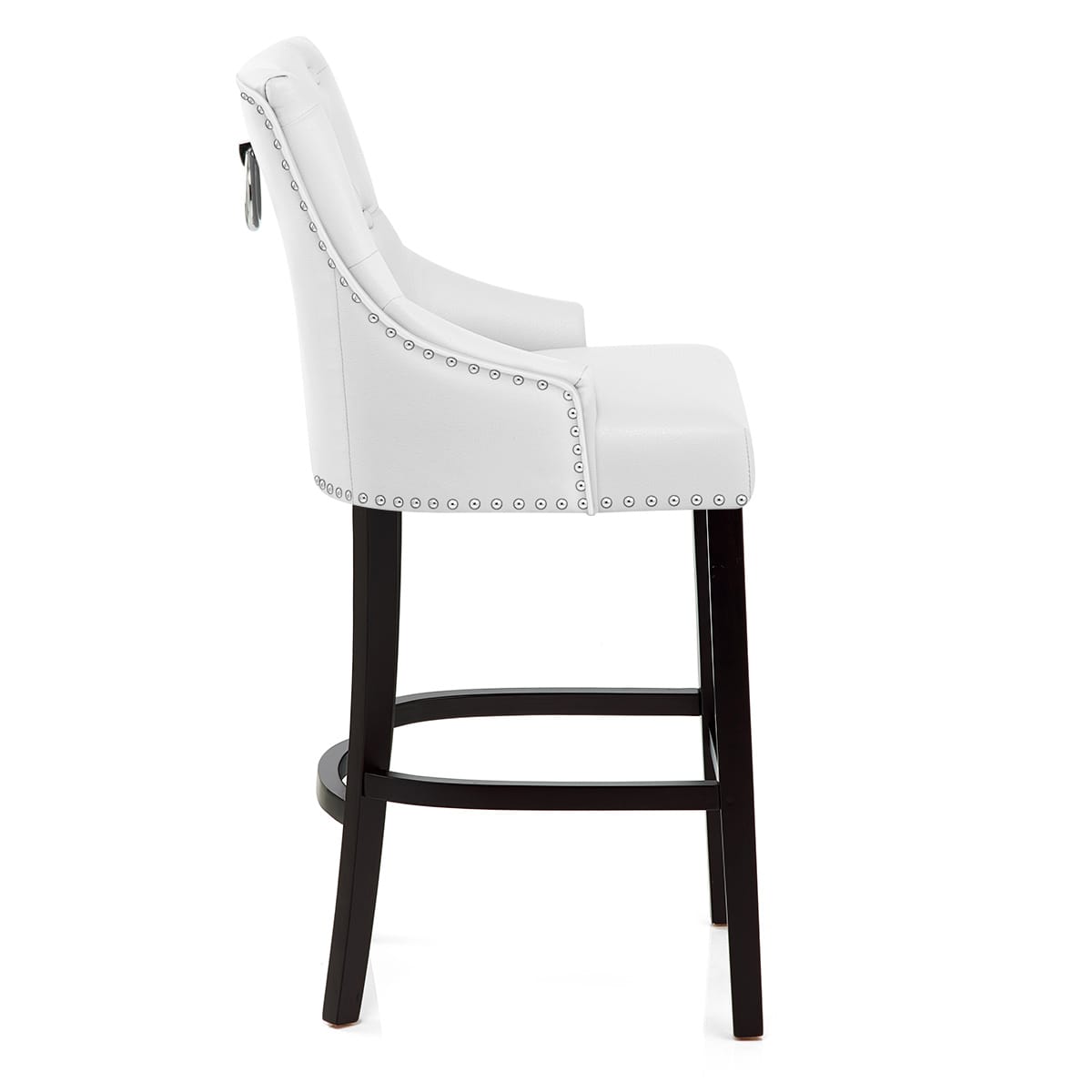 Chaise de Bar Bois Cuir Croûté - Ascot Blanc 