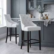 Chaise de Bar Bois Cuir Croûté - Ascot Blanc 