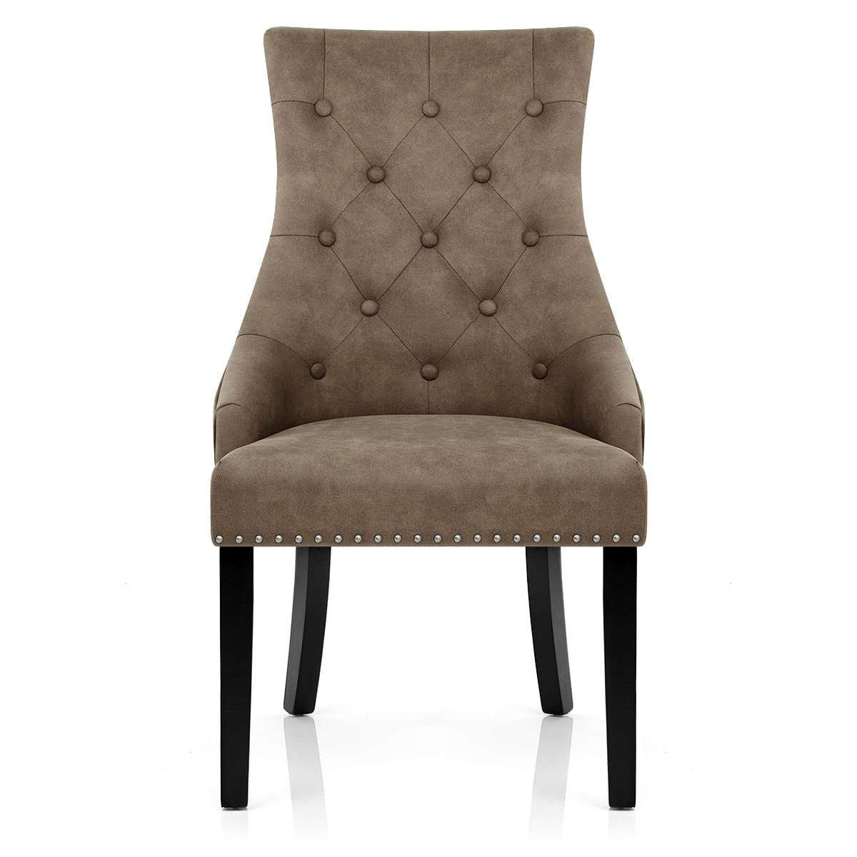 Chaise Bois Faux Cuir - Ascot Marron 