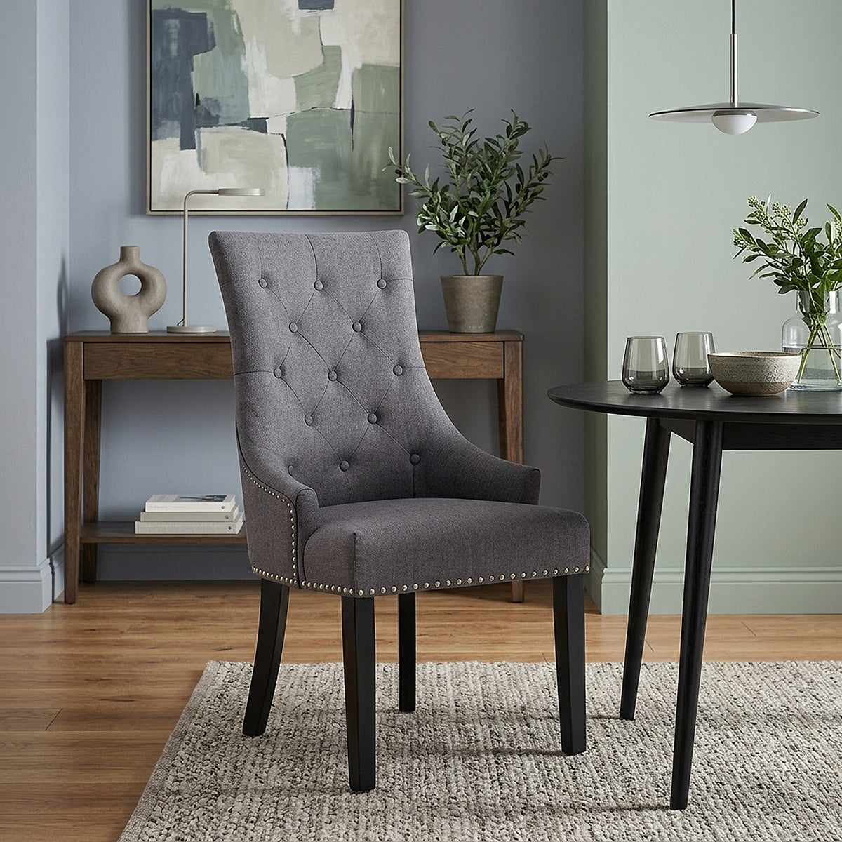 Chaise Bois Tissu - Ascot Gris Foncé 