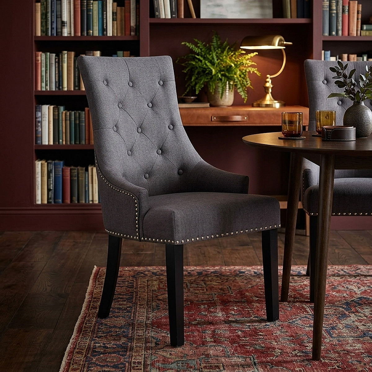 Chaise Bois Tissu - Ascot Gris Foncé 
