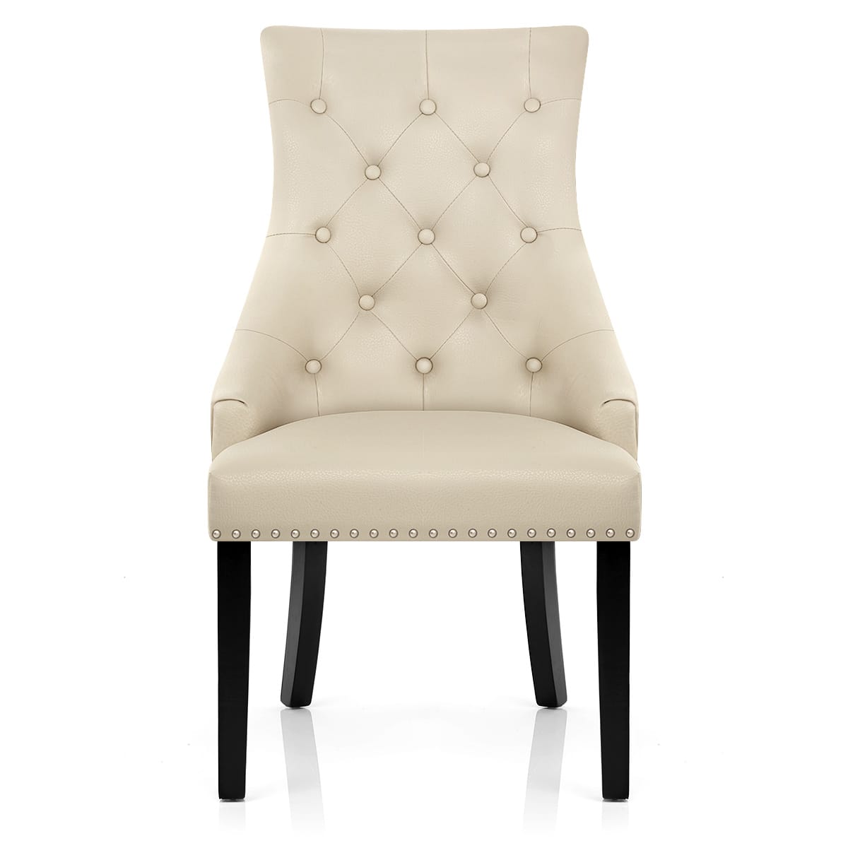 Chaise bois cuir crouté - Ascot Crème 
