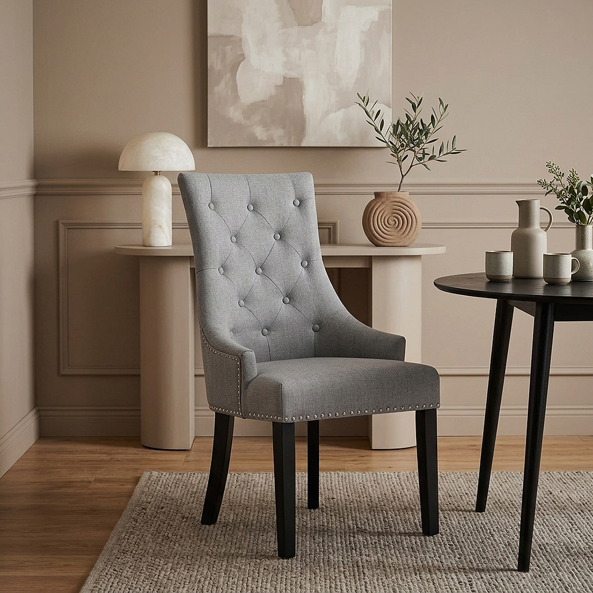 Chaise Bois Tissu - Ascot Gris 