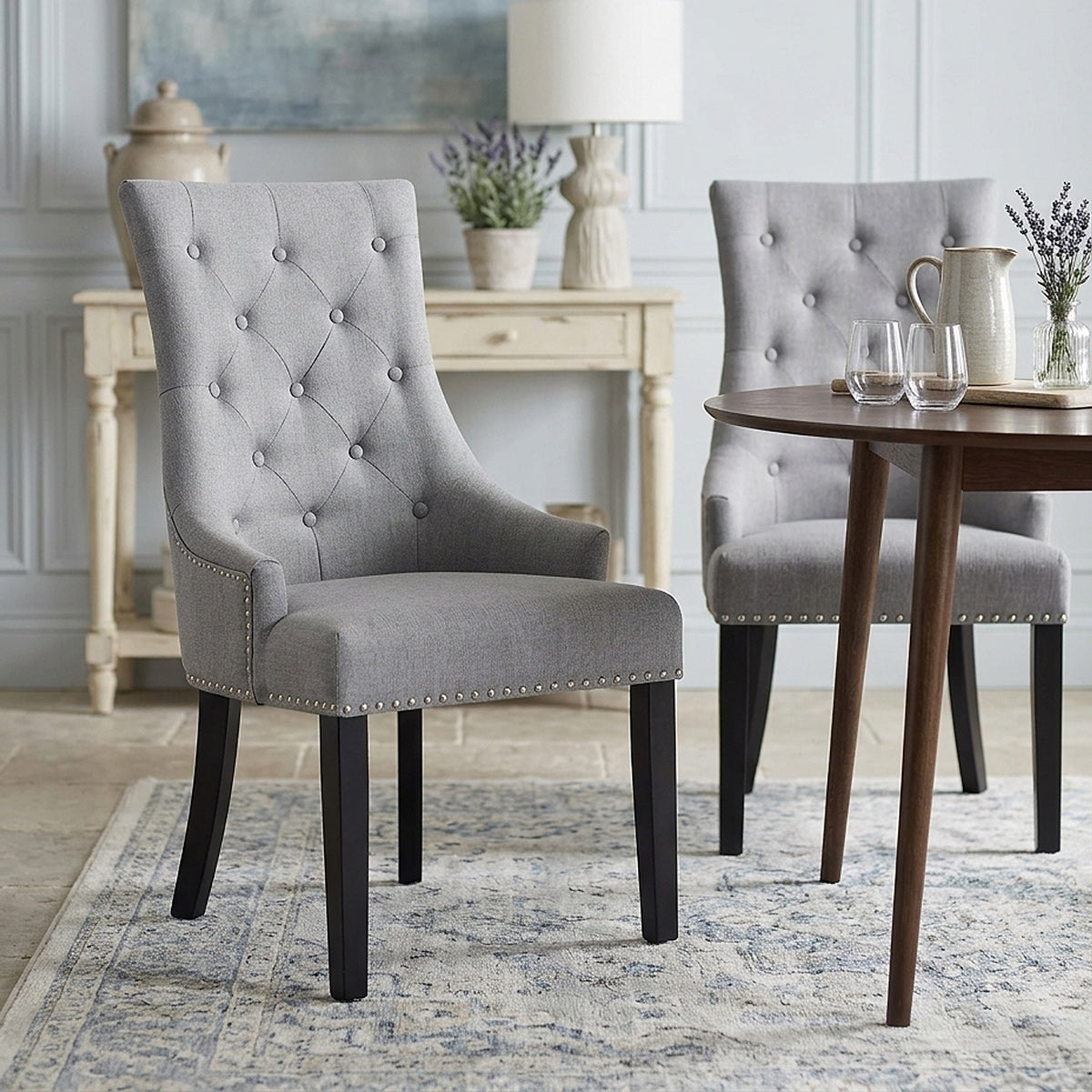 Chaise Bois Tissu - Ascot Gris 