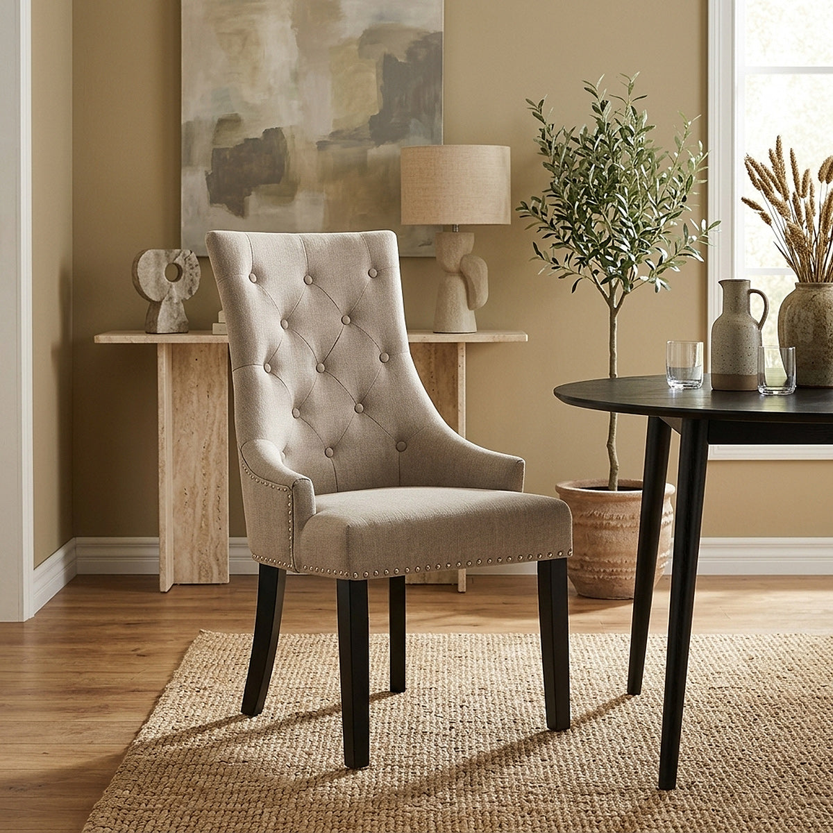 Chaise Bois Tissu - Ascot Taupe 