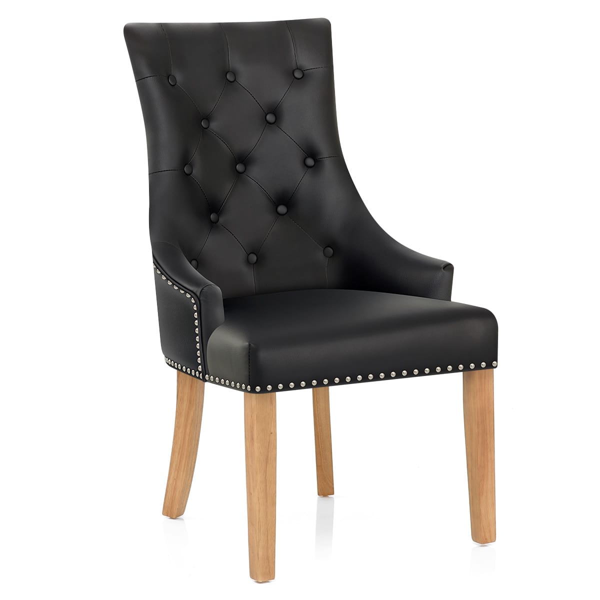 Ascot Oak Dining Chair Black Leather
