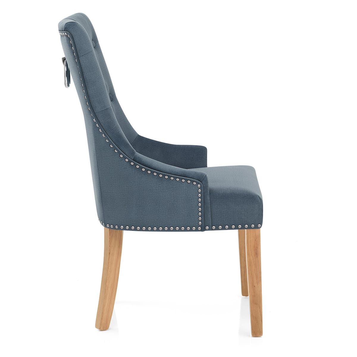 Chaise Chêne Tissu - Ascot Bleu 