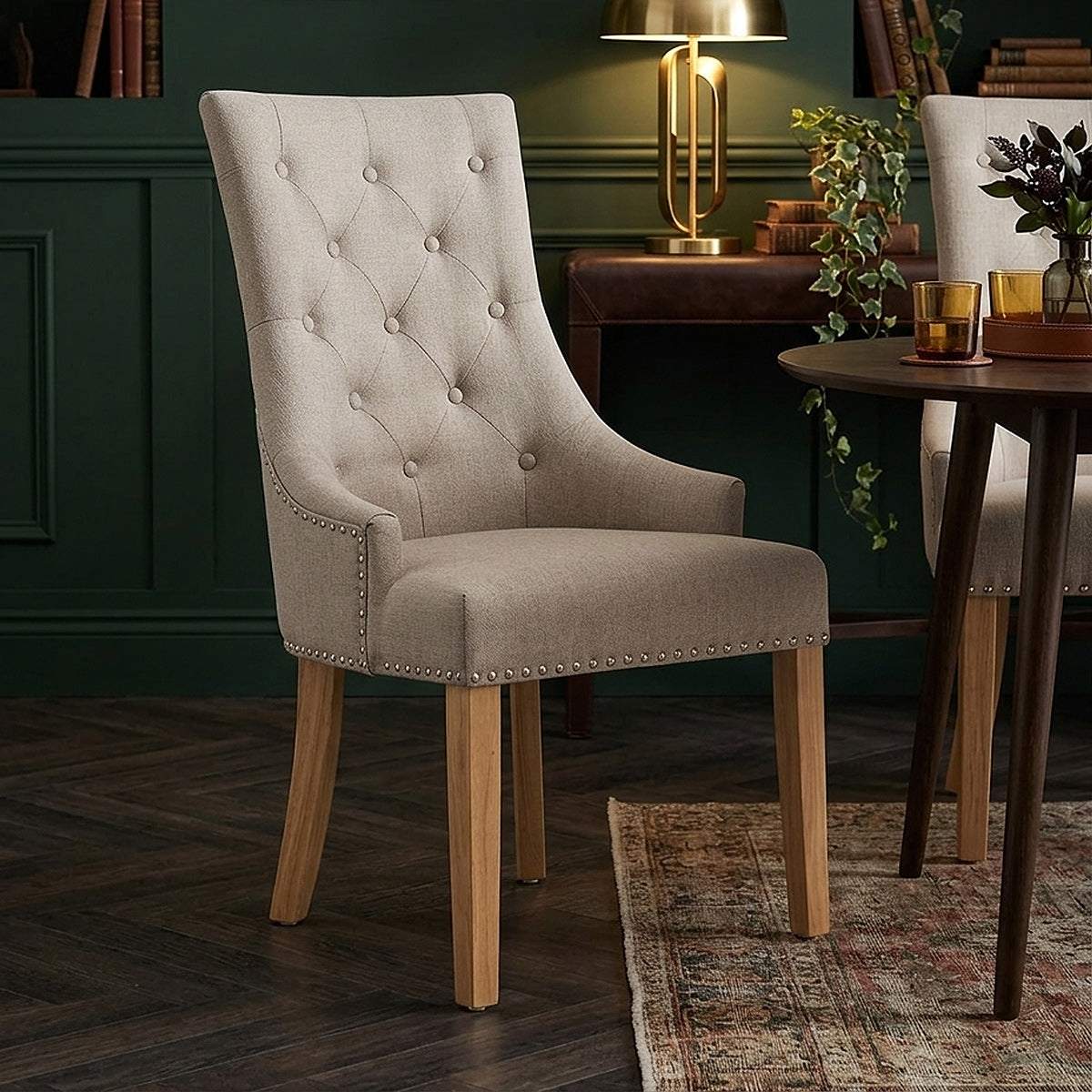 Chaise Chêne Tissu - Ascot Taupe 