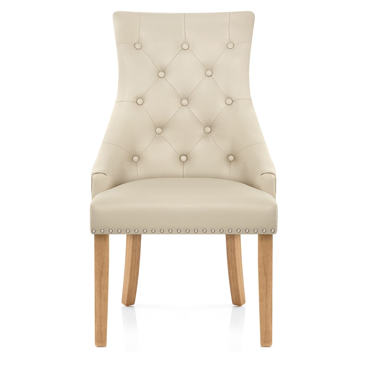 Chaise chêne cuir croûté - Ascot Crème 