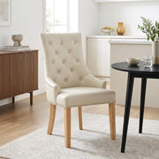 Chaise chêne cuir croûté - Ascot Crème 