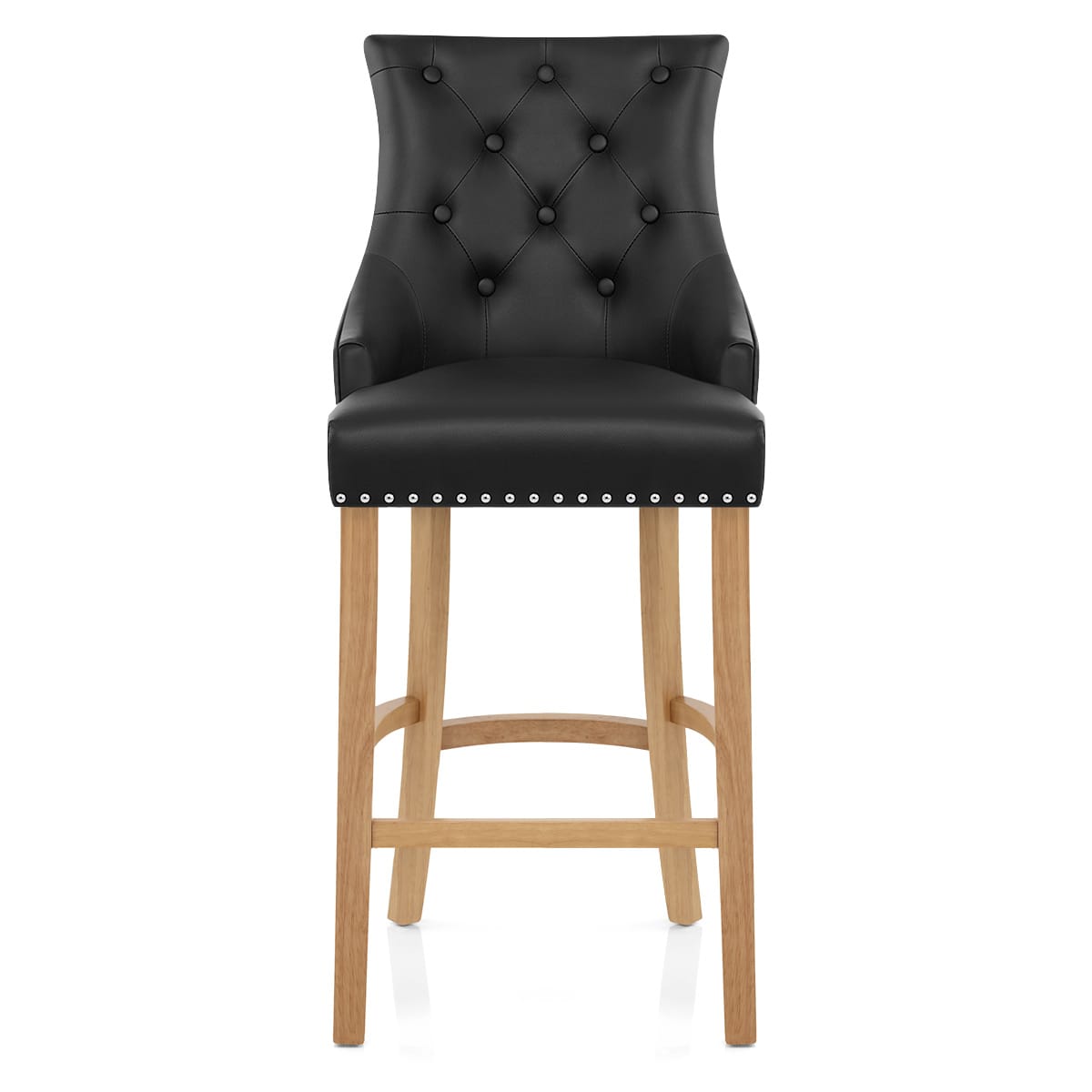 Chaise de bar Cuir Crouté Chêne - Ascot Noir 