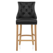 Ascot Oak Stool Black Leather