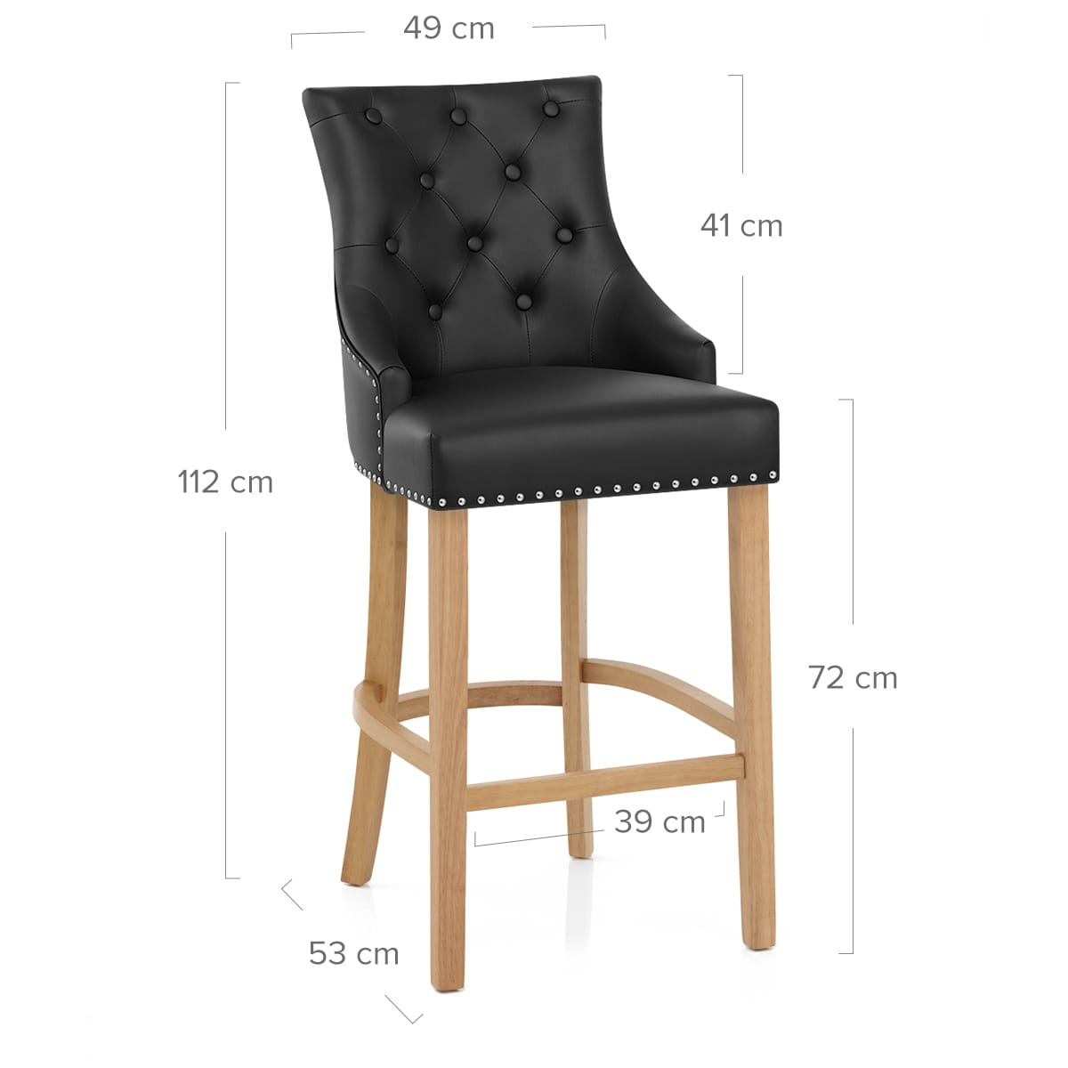Ascot Oak Stool Black Leather