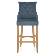 Ascot Oak Stool Blue Fabric