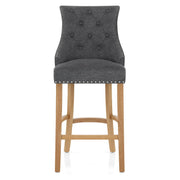 Ascot Oak Stool Charcoal Fabric