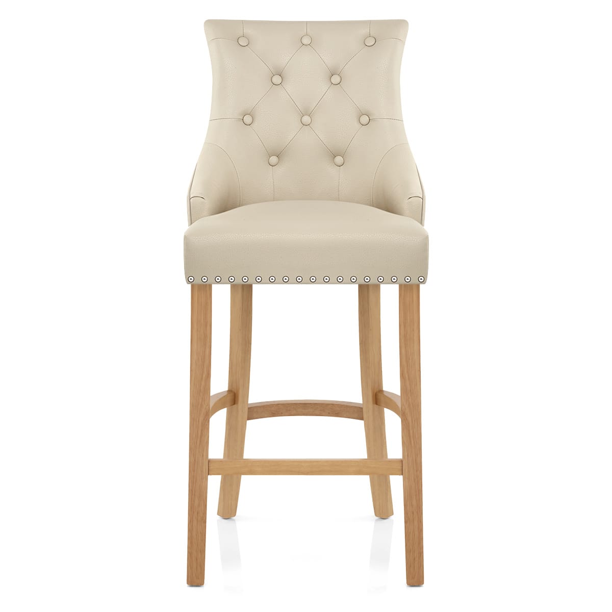 Chaise de bar Cuir Crouté Chêne - Ascot Crème 