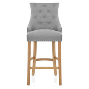 Ascot Oak Stool Grey Fabric