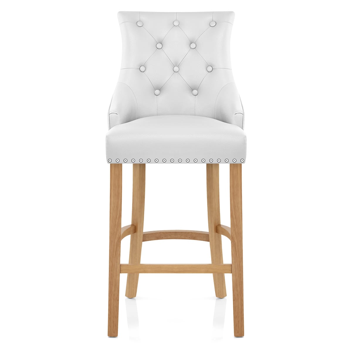 Chaise de bar Cuir Crouté Chêne - Ascot Blanc 