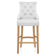 Ascot Oak Stool White Leather