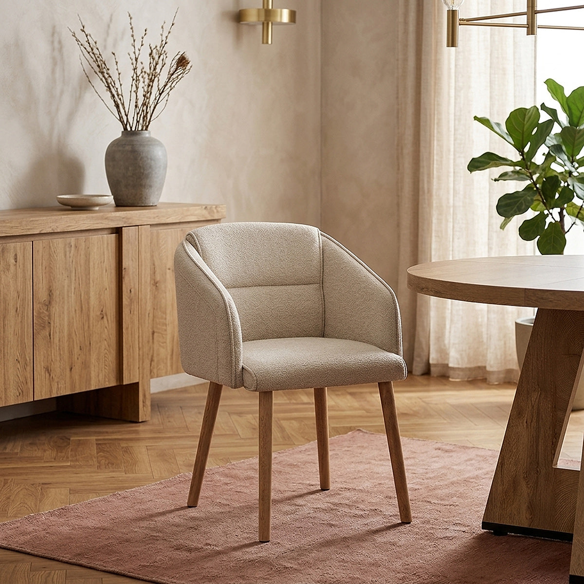 Chaise Bois Tissu - Asti Crème 