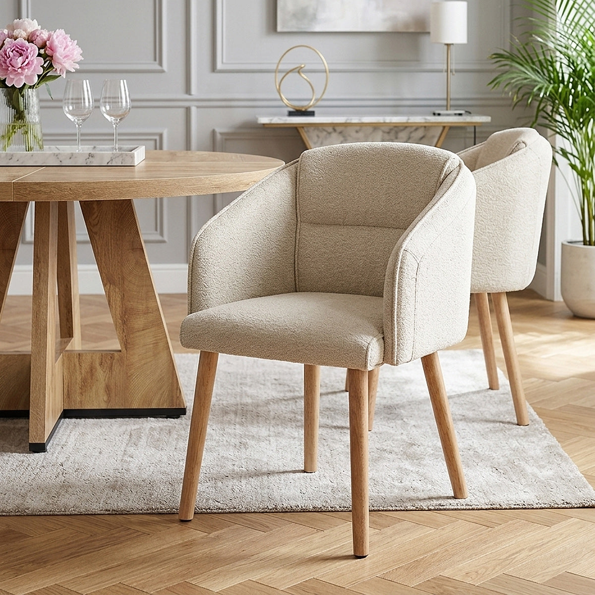 Chaise Bois Tissu - Asti Crème 