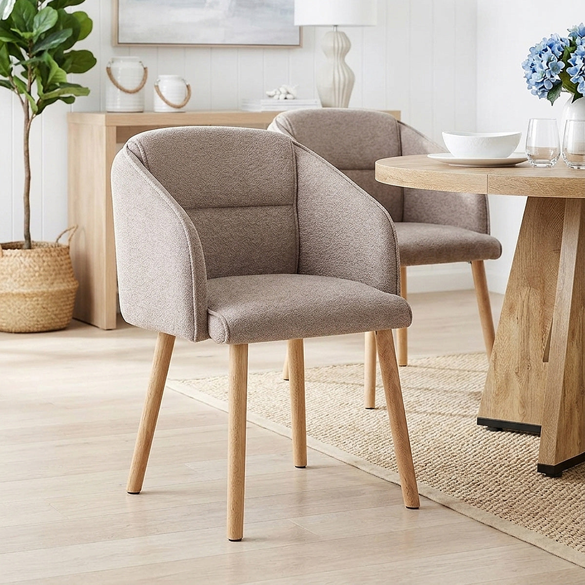 Chaise Bois Tissu - Asti Marron 