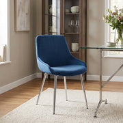 Chaise velours chrome - Aston Bleu 