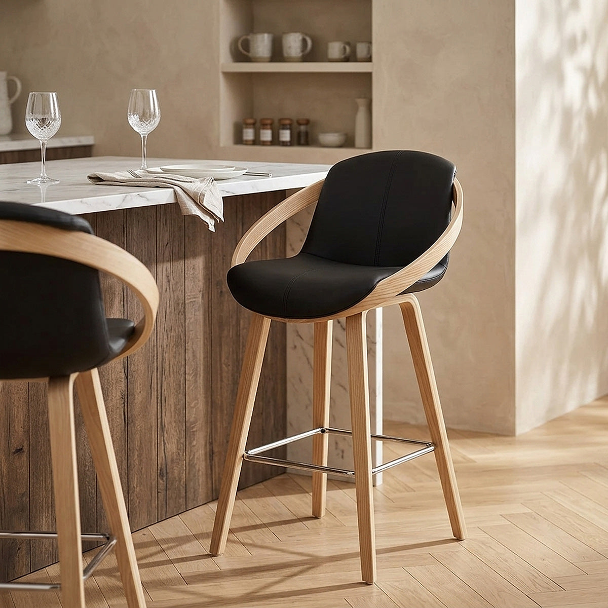 Tabouret de bar Faux Cuir - Atom Noir 