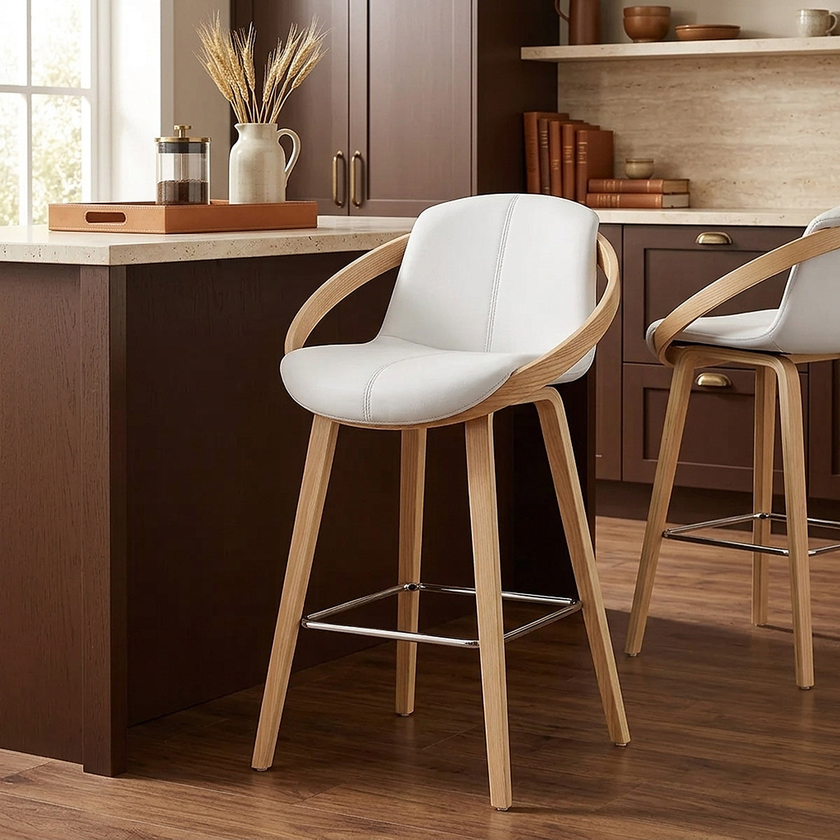 Tabouret de bar Faux Cuir - Atom Blanc 