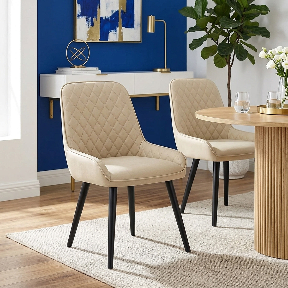 Chaise Faux Cuir - Azure Crème 