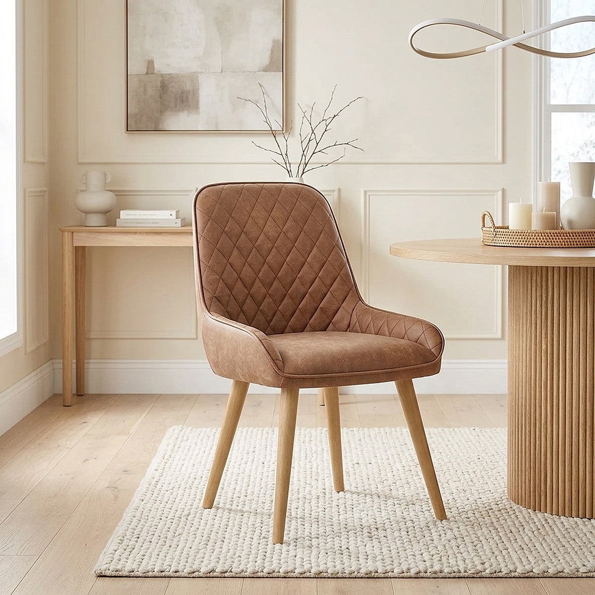 Chaise Faux Cuir Bois - Azure Marron 