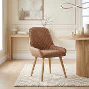 Chaise Faux Cuir Bois - Azure Marron 