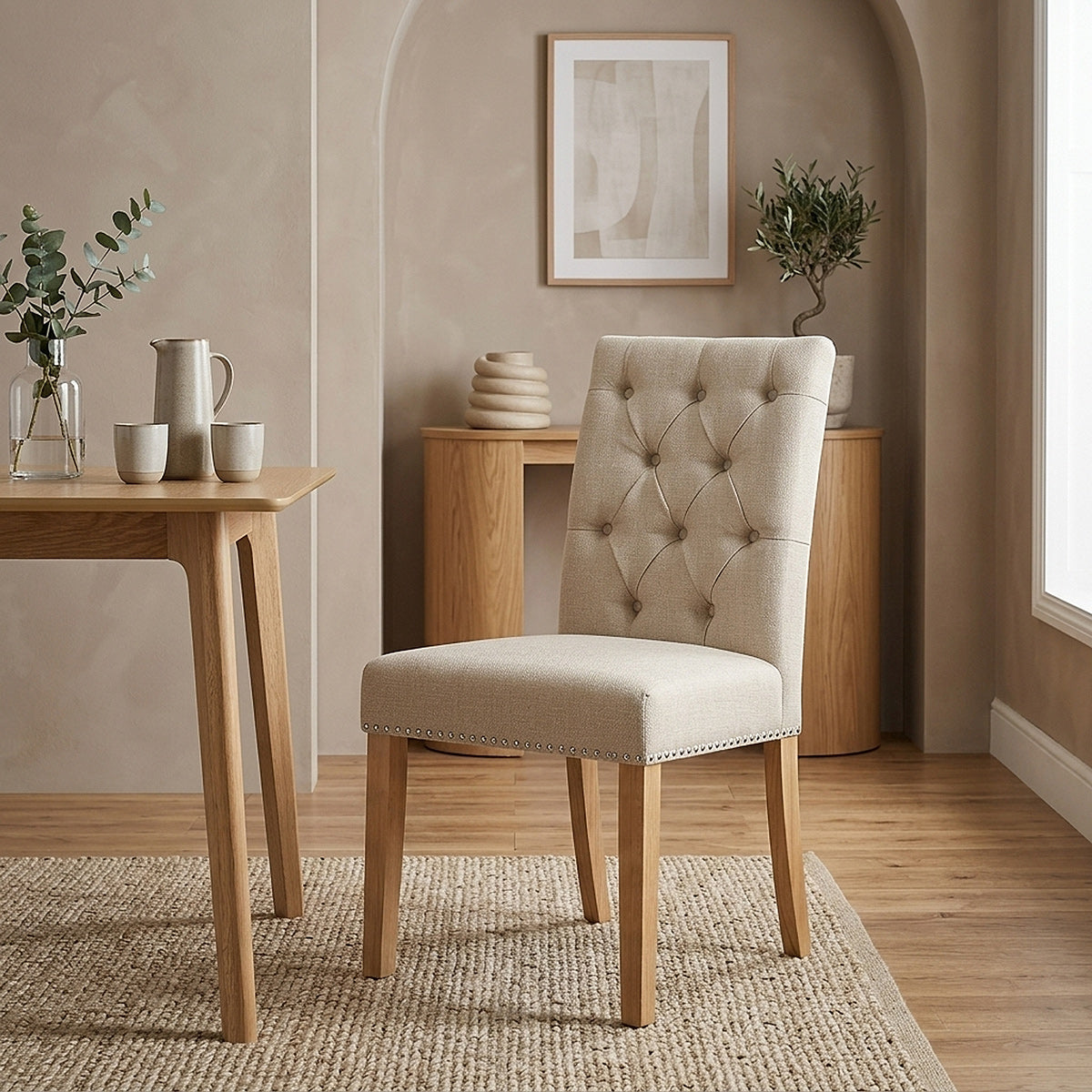 Chaise Bois Tissu - Barrington Crème 
