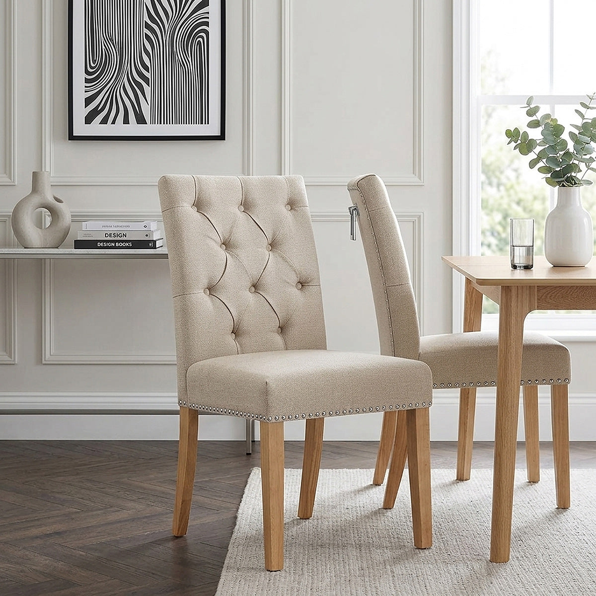 Chaise Bois Tissu - Barrington Crème 