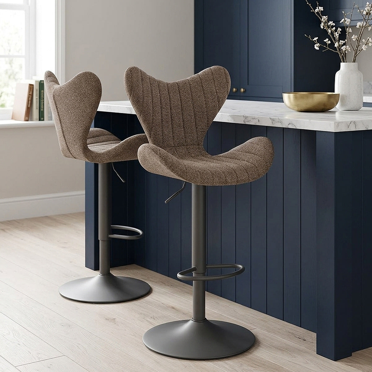 Tabouret Graphite Tissu - BB Swivel Marron 