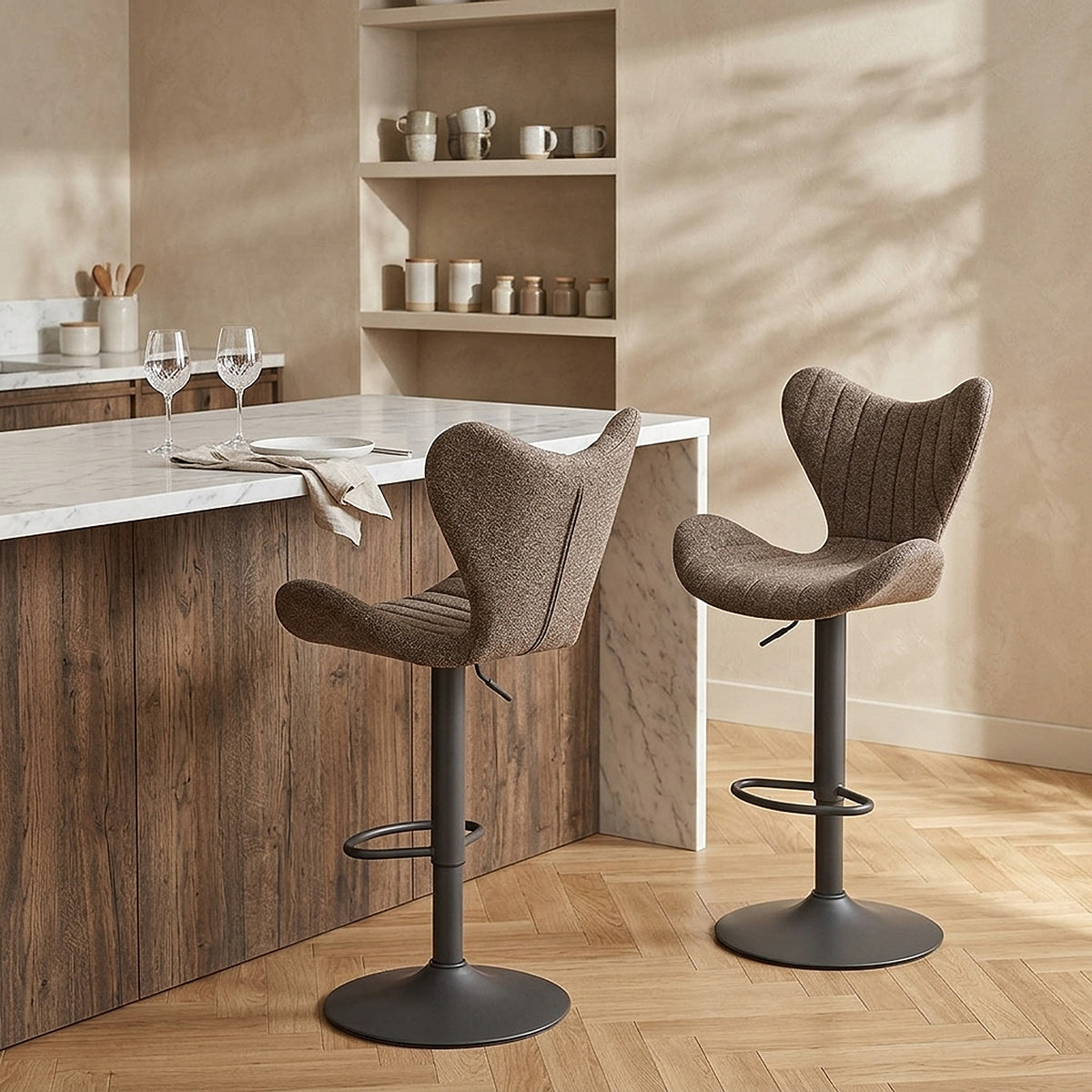 Tabouret Graphite Tissu - BB Swivel Marron 