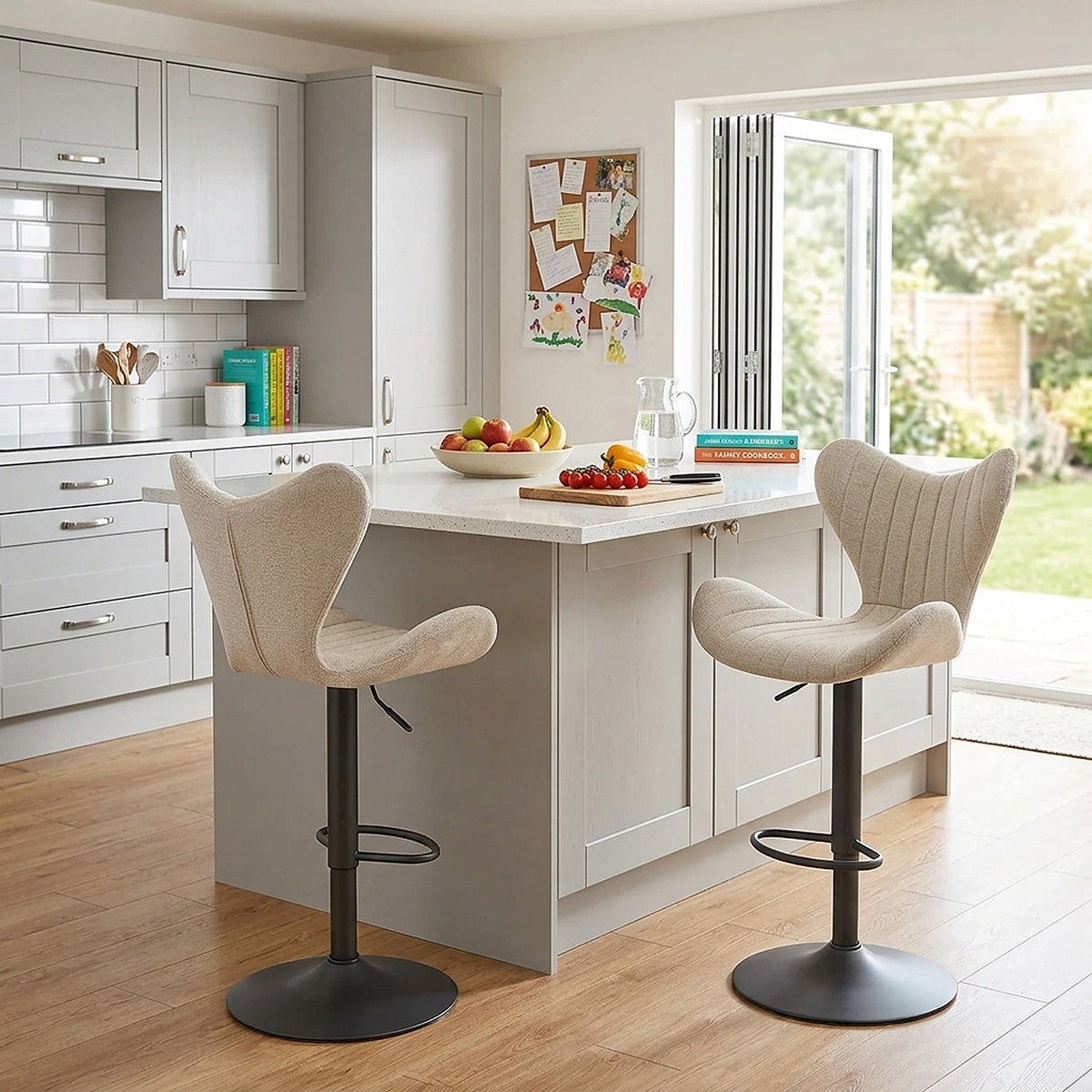 Tabouret Graphite Tissu - BB Swivel Crème 