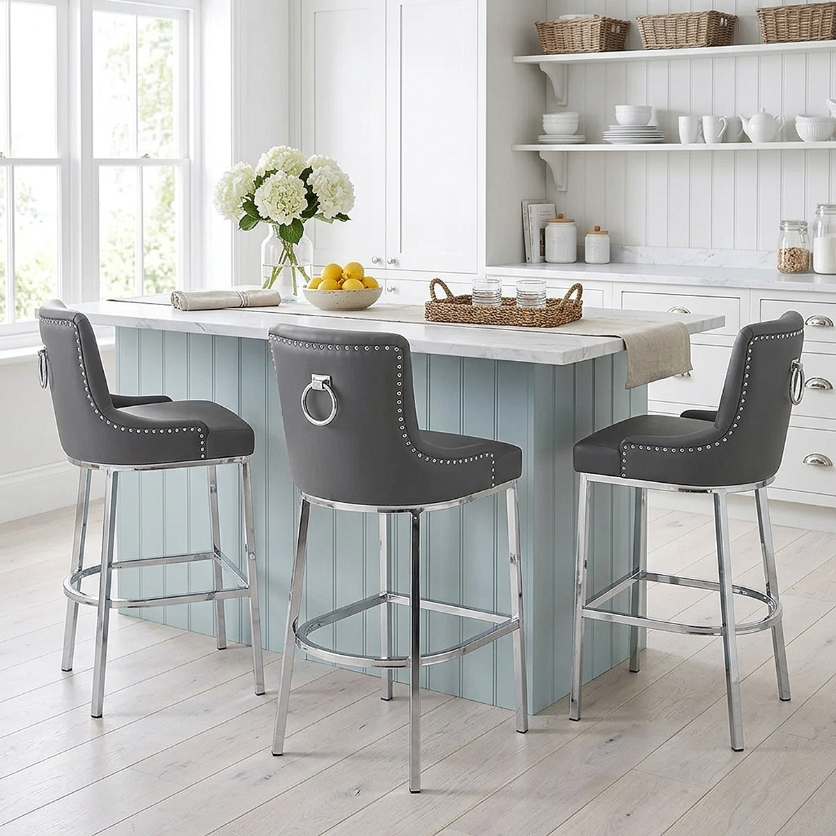 Chaise de Bar Faux Cuir - Bliss Gris 