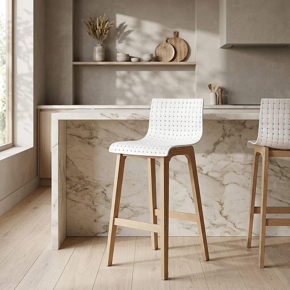 Tabouret de Bar Chêne - Bondi Blanc 