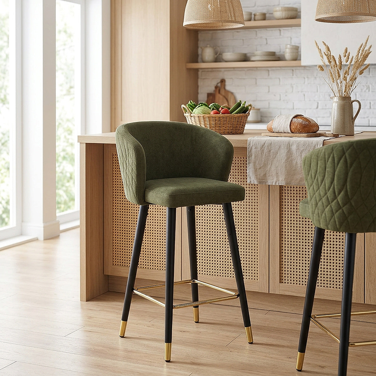 Tabouret de Bar Tissu - Boston Vert