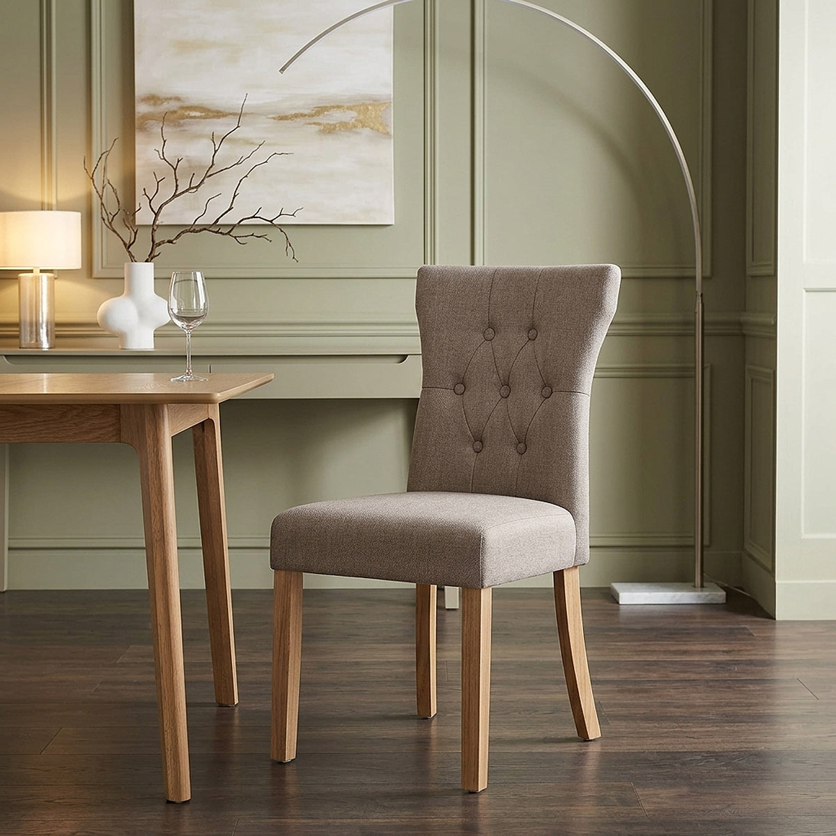 Bradbury Oak Dining Chair Tweed Fabric