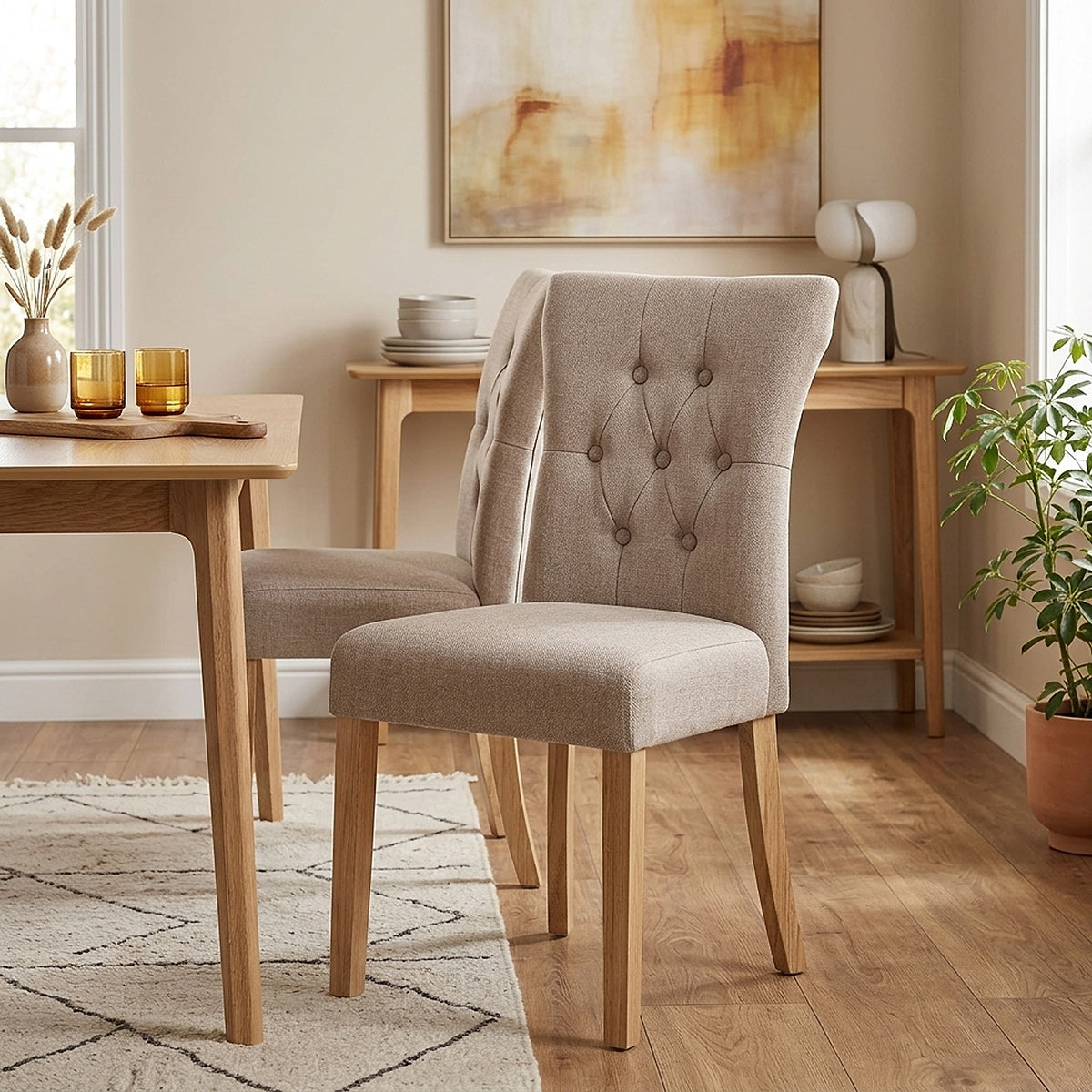 Bradbury Oak Dining Chair Tweed Fabric