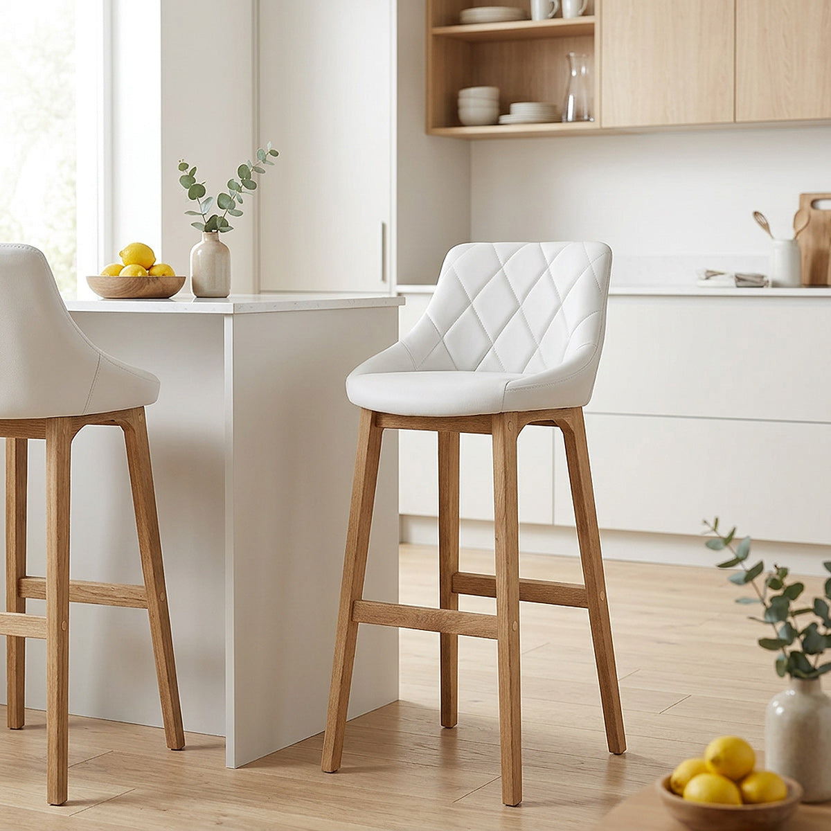 Tabouret Faux Cuir - Breeze Blanc 