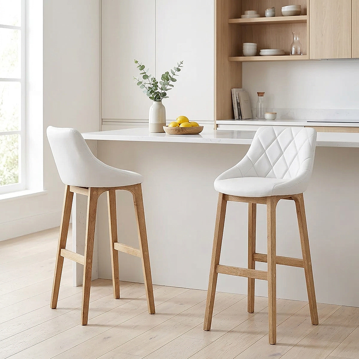 Tabouret Faux Cuir - Breeze Blanc 