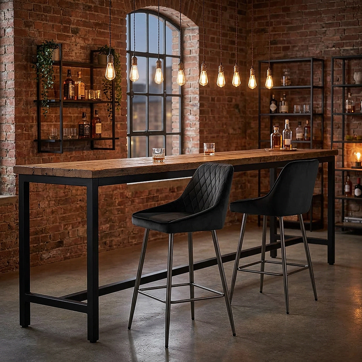 Tabouret de Bar Velours - Brisbane Noir 